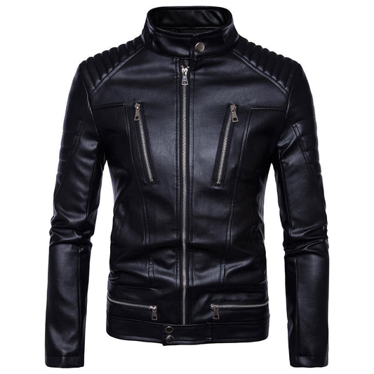 Men’s Black Slim Fit Biker Leather Jacket