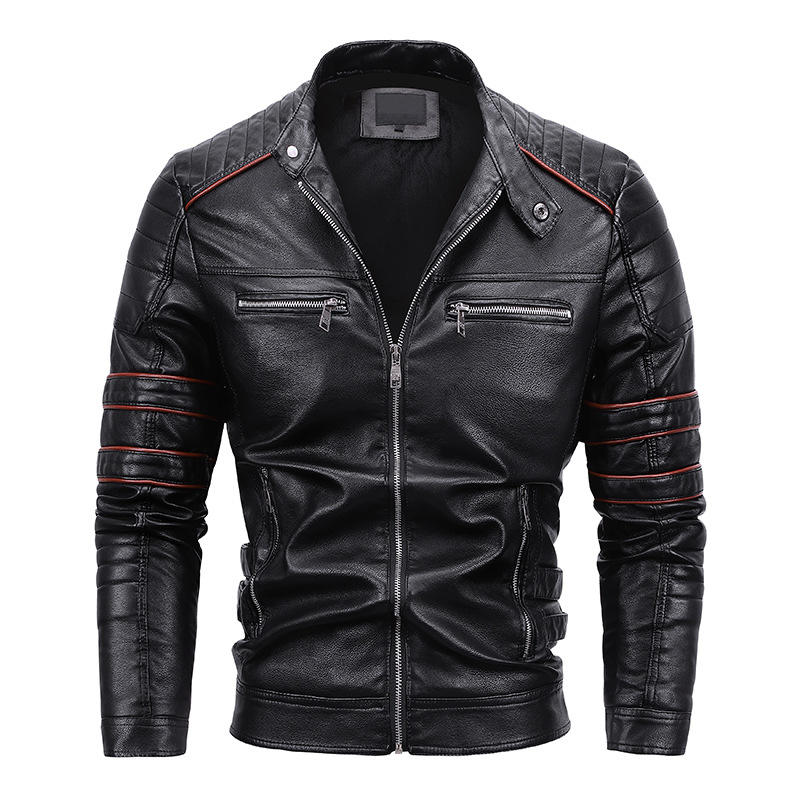 Men’s Black Leather Biker Jacket – Slim Fit Moto Style