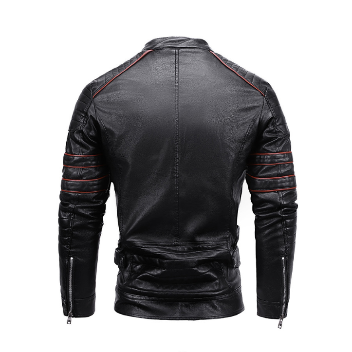 Men’s Black Leather Biker Jacket – Slim Fit Moto Style