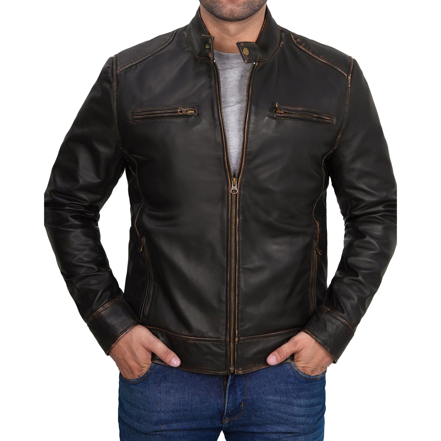 Men's Premium Leather Biker Jacket – Trendy & Durable