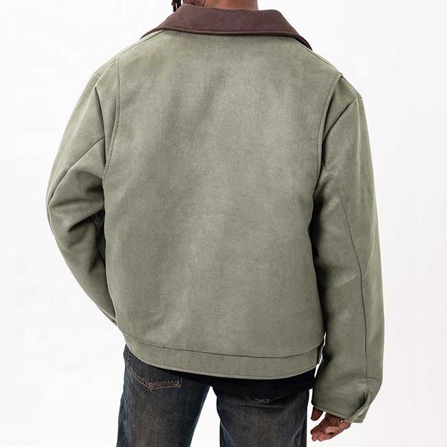 Men's Two-Tone Suede Bomber Jacket - Casual Urban Style