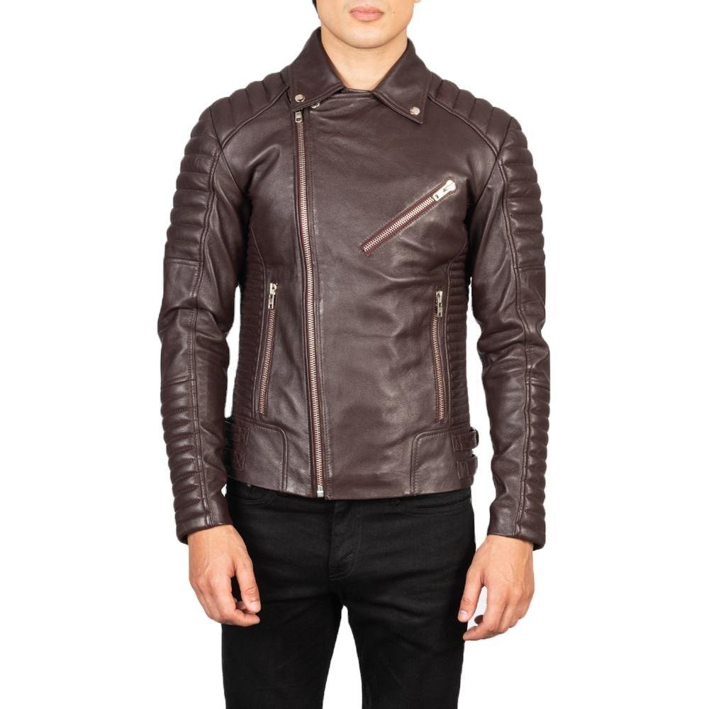 Classic Brown Leather Moto Jacket