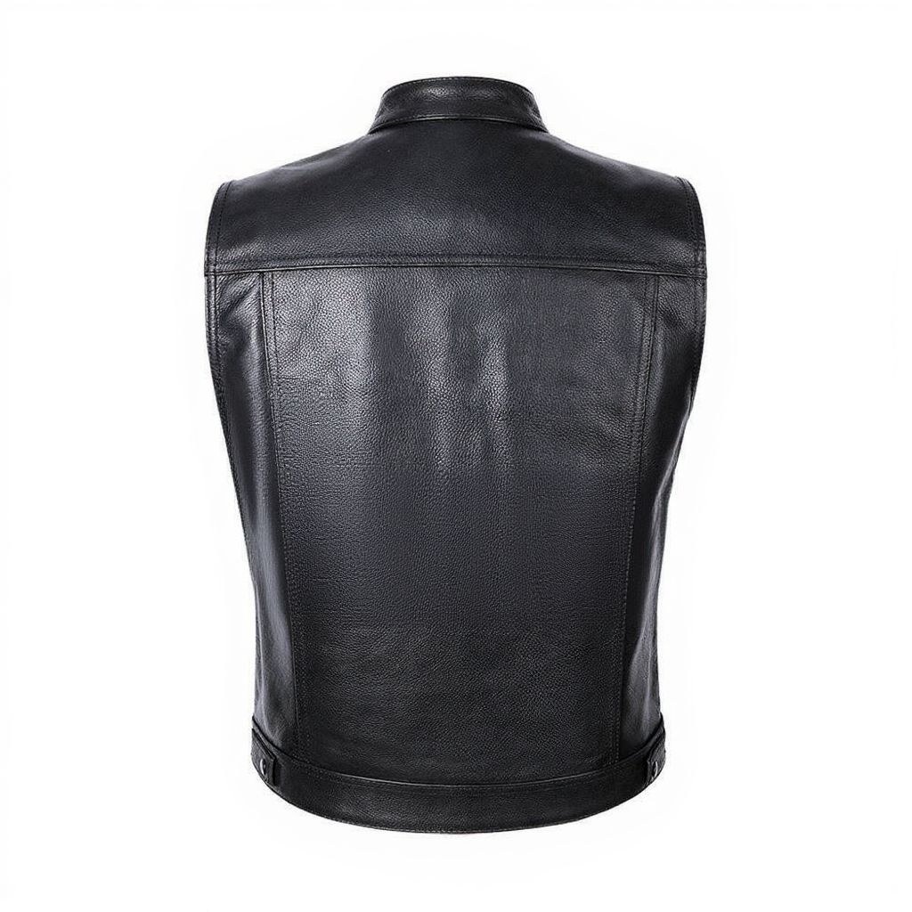 Men's Premium Black Leather Motorcycle Vest – Stylish & Durable Biker Gear