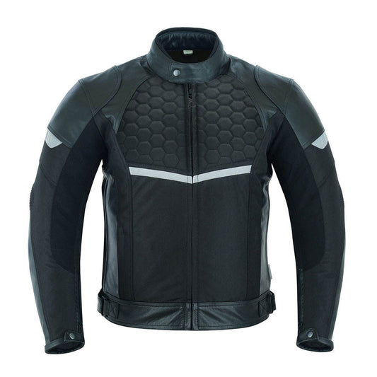 Men’s Black Armored Motorcycle Jacket – HexTech Urban Series