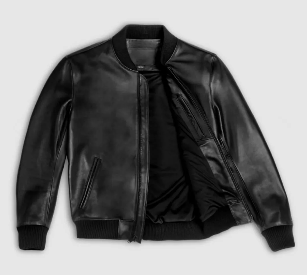 RIDIX New Black Leather Jacket Men Flight/Bomber Pure Lambskin Slim Size