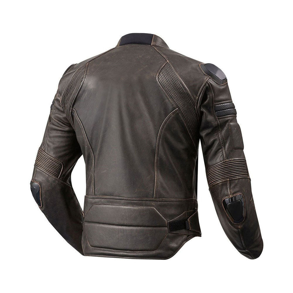 Premium Brown Leather Motorcycle Jacket with Protective Armor