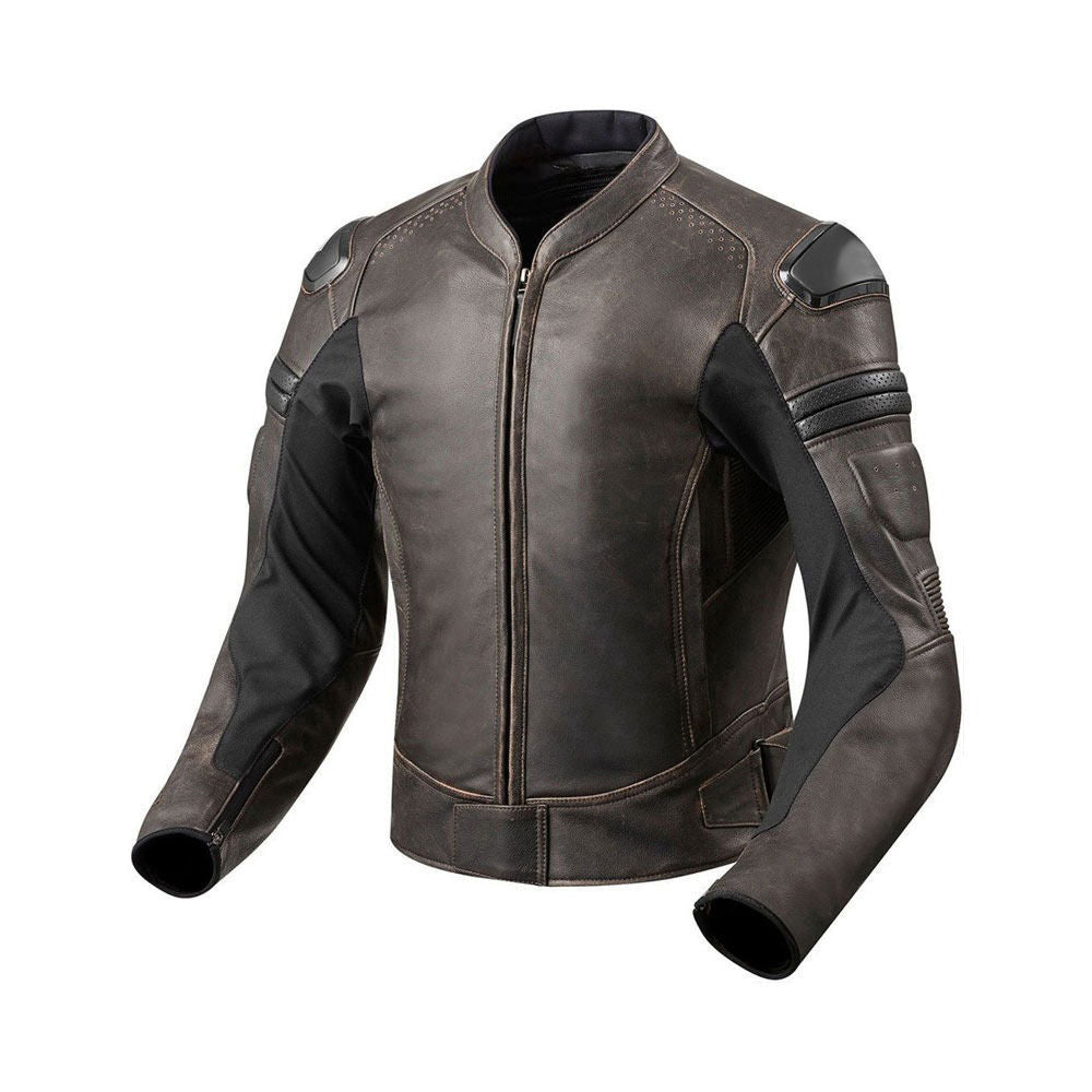 Premium Brown Leather Motorcycle Jacket with Protective Armor