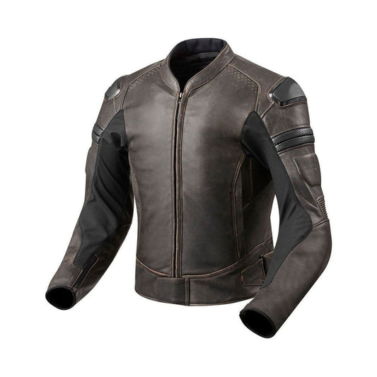 Premium Brown Leather Motorcycle Jacket with Protective Armor