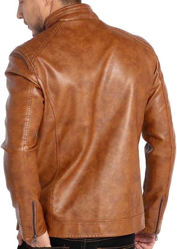 Men's Premium Light Brown Leather Jacket Stylish & Durable Street Wear