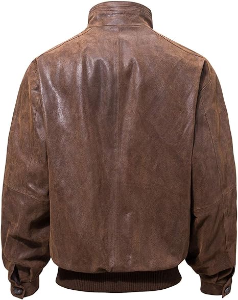 RIDIX Men’s Waxed Brown New Bomber Jacket Ribbed Cuffs & Zipper Closure